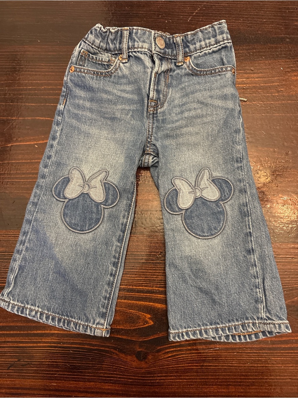 GAP Girls Blue Denim Jeans with Minnie Knee Patches